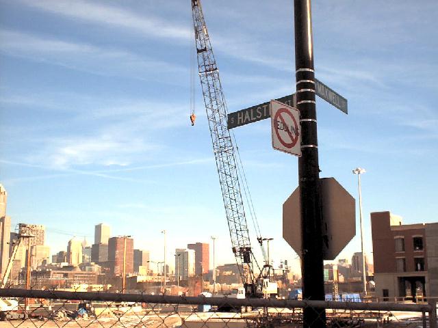 Looking NW at the corner of Halsted and Maxwell